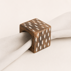 Anillo para Servilletas de Madera de Mango Hecho a Mano con Elegante Diseño de Incrustaciones de Hueso, Decoración de Mesa Ecológica para Bodas y Restaurantes de Hoteles - Product Image 3