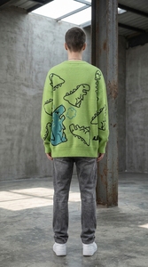 Pull-over personnalisé pour homme, anti-plis, tricoté à la machine, col rond, décontracté, motif décoratif sur le devant, manches longues, hiver, vente en gros - Product Image 3
