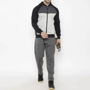 Mens Grey Black Color Block Tracksuit Set Full <b>Zip</b> <b>Hooded</b> Sweatshirt Jogger Pants Athletic Sportswear Casual Two Piece - Product Image 3