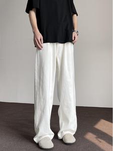 Custom Men's Casual American High Street White <b>Jeans</b> High Grade Solid Loose Wide Leg Straight <b>Jeans</b> for Men - Product Image 6