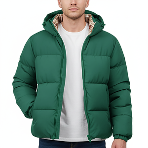 Blouson Bomber d'Hiver pour Homme à Col Montant, Imprimé à Carreaux Personnalisé, Respirant, Rembourré, Remplissage Polyester, Fermeture Éclair - Product Image 1