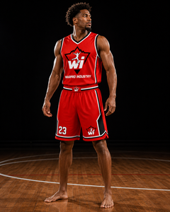 ชุดเสื้อบาสเก็ตบอลชาย Warpro Industry แบบไม่มีแขน คอวี สีแดงขาว พิมพ์ลายแบบ Sublimation ระบายเหงื่อได้ดี ชุดกีฬา - Product Image 4