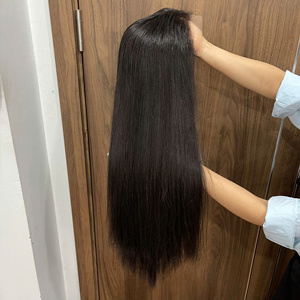 Meilleures ventes! Perruque en cheveux humains avec closure en dentelle au milieu, cheveux naturels raides, pour femmes, style doux, fournisseur de cheveux bruts - Product Image 2