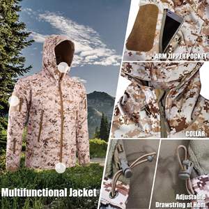 Chaqueta Softshell con Capucha para Hombre, Camuflaje, Cierre de Cremallera, Resistente al Viento, para Otoño, Corte Regular, Material de Poliéster - Product Image 5