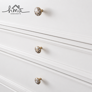 Handcrafted White Ceramic Cabinet <b>Knob</b> with Gold Line Pattern Decorative Drawer Pull Wardrobe Door Handle Hardware - Product Image 2