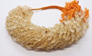 Perles ovales en citrine naturelle sculptées à la main, 8-12 mm, perles de pierre précieuse citrine, 13 pouces, perles ovales en citrine sculptées pour la création de bijoux - Product Image 6