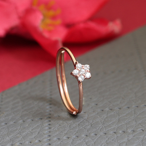 Anillo de Diamantes con Diseño Floral Hecho a Mano - Elegante Joyería de Diseño Chapada en Oro Rosa para Mujeres y Niñas, Ideal para Bodas y Fiestas - Product Image 3