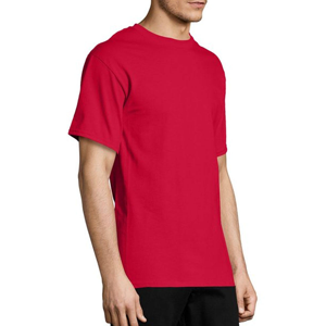 Camiseta de Manga Corta para Hombre, Color Rojo Liso, Cuello Redondo, Corte Regular, Estilo Casual, Tejido Jersey, Color Sólido - Product Image 5