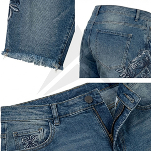 <b>Mens</b> Rhinestone Denim Shorts Cotton Jean Shorts Crystal <b>Studded</b> Streetwear Fashion OEM Process Impex - Product Image 4
