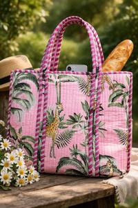 Bolsa de Compras de Algodón Hecha a Mano en India con Estampado Artesanal, Bolsa de Mano para Mujer, Bolsa de Hombro Acolchada con Estampado Artesanal - Product Image 2