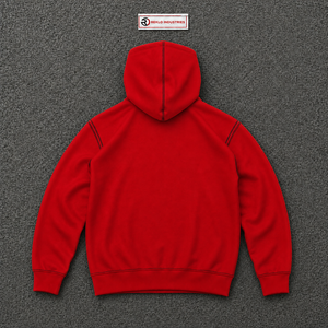 Oversized <b>Red</b> Zip Up <b>Hoodie</b> <b>Men</b> Streetwear Full Zipper Hooded Sweatshirt Drop Shoulder Black Contrast Stitching Casual Wear Fits - Product Image 6