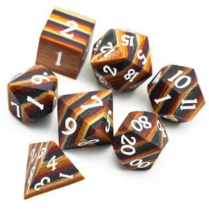 Udixi - Juego de dados poliédricos de madera para Dungeons and Dragons, con rayas marrones - Product Image 2