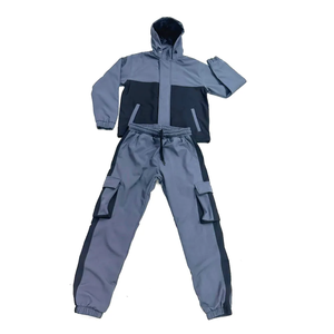 Survêtement à capuche pour garçons, color-block, manches longues, fermeture éclair, décontracté, sportif, polyester et coton, pour l'automne - Product Image 2