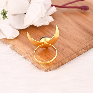 Trendy Rose <b>Quartz</b> Gemstone Brass <b>Ring</b> for Women Gold Plated Adjustable Fashion Jewelry - Product Image 5