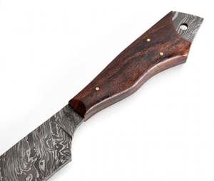 Cuchillo utilitario personalizado hecho a mano de acero de Damasco con mango de palisandro y orificio para cordón - Product Image 3
