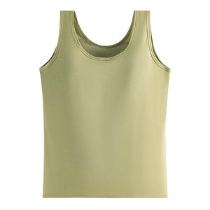 Camisola de punto 100% algodón transpirable para mujer, con copas fijas, de una pieza, estilo casual, para uso exterior o como capa base. - Product Image 4