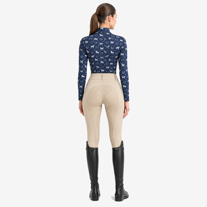 Collants d'équitation taille haute pour femme, tricotés, avec fermeture éclair, taille élastique, en Spandex/Polyester, avec grip aux genoux et poches latérales, longueur intégrale - Product Image 5