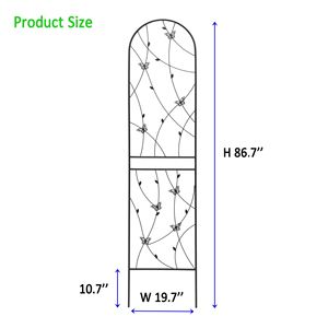 Set di 4 tralicci da giardino in metallo antiruggine 220 cm x 50 cm neri, supporto per piante rampicanti e decorazioni a forma di farfalla per esterni - Product Image 5