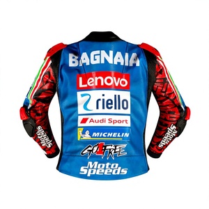 เสื้อแจ็คเก็ตหนังแท้สำหรับแข่งรถ Francesco Bagnaia MotoCP Rucati ทำจากหนังวัว/หนังจิงโจ้ ตัดเย็บตามขนาด พร้อมรูระบายอากาศ - Product Image 2