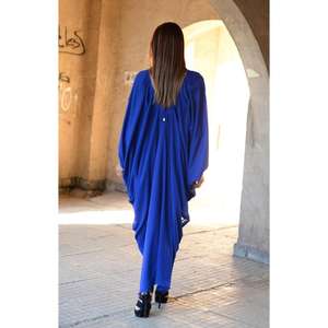 Vestido Kaftán de Punto Lavable y Ecológico para Mujer, Estilo Holgado, Maxi, con Mangas Murciélago, Vestido de Noche Modesto, 100% Algodón, Cintura Natural - Product Image 4