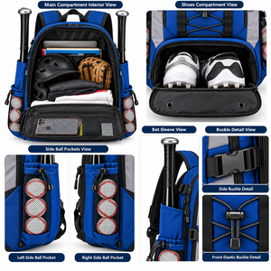 Sac à dos de baseball personnalisé en gros, sac de sport unisexe pour équipement de softball avec compartiment à chaussures, idéal pour les activités de plein air - Product Image 6