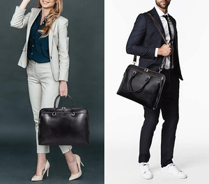 Maletín de Cuero Genuino al por Mayor para Hombre y Mujer, Negro, Gran Capacidad, Resistente, para Portátil, Bolso de Diseño, Logotipo Personalizado OEM 2026 - Product Image 3