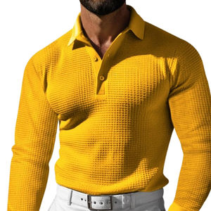 Polo à manches longues boutonné pour homme 2026, col gaufré, respirant, confortable, élégant et tendance - Product Image 4