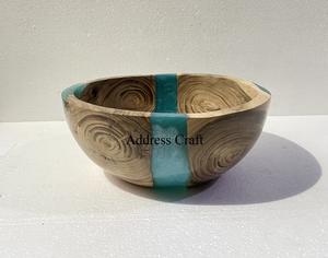 2025 Trendy <b>Wood</b> <b>and</b> Epoxy Resin Fruit <b>Bowl</b> Creative Design Salad <b>Bowl</b> Dishes <b>Plates</b> Decorative Serving <b>Bowl</b> Dinnerware Set - Product Image 2