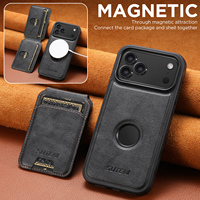 Étui de téléphone magnétique en PU texturé cuir de vachette avec béquille, directement de l'usine OEM/ODM, pour les séries Apple 18/17/16/15/14/13/12