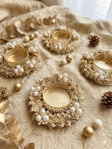 Juego de Portavelas de Candelita Color Perla Dorada |   Portavelas Decorativos para Velas de Té |   Decoración para Diwali |   Decoración para bodas indias |   Regalos para la inauguración de una casa - Product Image 3