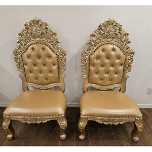 Elegantes sillas de boda con respaldo alto de estilo King, sillas de trono talladas pesadas para novia y novio, sillas de trono King Queen para bodas - Product Image 1