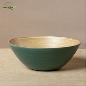 Tazón de Bambú Prensado con Interior Natural y Exterior con Recubrimiento de Color, Diseño Clásico Ecológico - Product Image 1