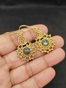 Fashion Irregular Accessories labradorite Brass Earrings Electroplated Light Luxury High end Earrings - Product Image 5