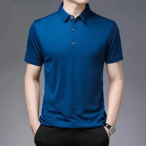 <b>Office</b> Business Golf Everyday Wear Men's <b>T</b>-<b>Shirt</b> Button Style Solid Knitted Breathable Short Sleeve - Product Image 2
