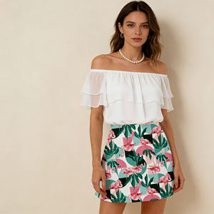 Promotion exceptionnelle sur Temu : Mini-jupe décontractée à imprimé flamant rose, taille haute, légère, coupe évasée pour femme, idéale pour la plage et le streetwear quotidien - Product Image 6