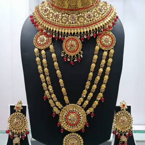 Indian Trendy Classic Choker Engagement Anniversary Wedding Party <b>Gift</b> Set Crystal Kundan Faux Pearl Alloy Gold Earrings - Product Image 1