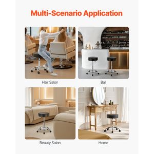 Sgabello Girevole Regolabile in Altezza per Salone, Capacità 450 LBS, con Seduta in Pelle PU Ispessita - Product Image 6