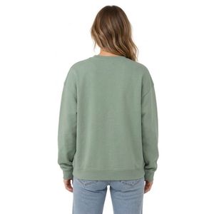 Sage Green <b>Women</b> Cotton Sweatshirts Solid O Neck 100% Cotton Fleece Pullover <b>Thermal</b> Weight Long Sleeve Active Shirts - Product Image 3