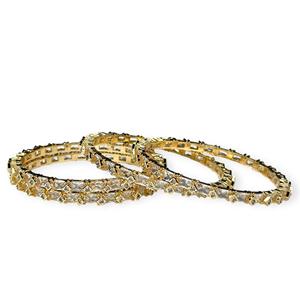Premium 24K Gold Plated Wholesale Trendy Multi-Layer <b>Bangle</b> <b>Set</b> with Pearl Stones and Micro Stone Detailing - Product Image 3