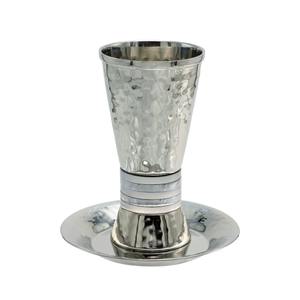 Ensemble de gobelets à vin Kiddush en nickel plaqué avec motif marbré au design unique, style moderne, durable, écologique, couleur personnalisable - Product Image 4