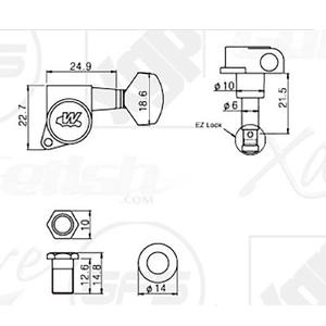 Guitare électrique E28BB Wilkinson EZ-LOK, accordeurs verrouillables 6 en ligne, fabriqués en Corée, pièces et accessoires pour guitare - Product Image 2