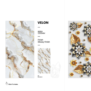 Azulejos de Porcelana Refinada 60X120CM 600X1200MM Acabado Brillante Elegante Formato Grande para Interiores Residenciales Baño Villa - Product Image 1
