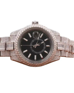 Reloj de Lujo para Hombre, de Acero Inoxidable Plateado, con Diamantes Moissanite VVS, Estilo Hip Hop, Esfera Negra Personalizada, Movimiento de Cuarzo ETA de Alta Calidad - Product Image 1