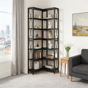 Libreria ad Angolo Verticale e Scaffale Espositivo per Piante e Libri, Elegante Libreria - Product Image 1