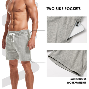 Shorts en tissu éponge pour homme OEM, 100% coton, respirants, style fitness, prix de gros, shorts en tissu éponge pour homme, logo personnalisé, taille sur mesure - Product Image 3