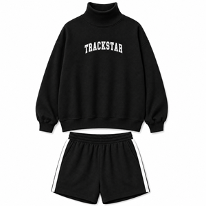 ชุดเสื้อสเวตเชิ้ตและกางเกงขาสั้นโอเวอร์ไซส์สำหรับผู้หญิง รุ่น Trackstar รุ่น TS-SET-097 - Product Image 1