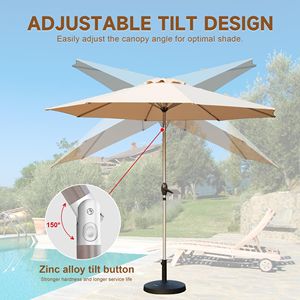 Ombrellone da Patio da 2,7 m con Manovella Inclinabile a Pulsante, Protezione UV, Impermeabile, Ombrellone da Giardino per Esterni 8 - Product Image 4
