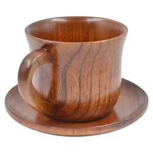 Jarra de Cerveza de Madera Clásica Vintage Oscura, Hecha a Mano, de Madera Maciza, Taza de Café, Ecológica, a Prueba de Fugas, Duradera, para Negocios - Product Image 4
