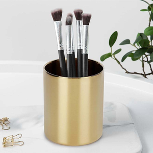 Porte-stylos en métal au design tendance, forme ronde, finition dorée, support élégant pour stylos et crayons, organisateur de bureau - Product Image 3