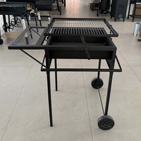Barbecue à charbon de bois roulant d'extérieur, portable, avec grande grille de cuisson pour utilisation en extérieur